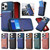 iPhone 17e / 16e Denim Texture Leather Skin Phone Case with Card Slot - Blue