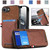 iPhone 17e / 16e Denim Texture Leather Skin Phone Case with Card Slot - Brown