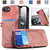 iPhone 17e / 16e Denim Texture Leather Skin Phone Case with Card Slot - Pink