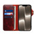 iPhone 17e / 16e Denior B01 Oil Wax Cowhide Magnetic Button Genuine Leather Case - Red