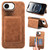 iPhone 17e / 16e Denior D27 Retro Texture RFID MagSafe Photo Frame Card-slot Phone Case - Brown