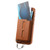 iPhone 17e / 16e Detachable Magnetic Card Bag Phone Case with Finger Ring Grip & Anti-loss Rope - Brown