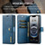 iPhone 17e / 16e DG.MING Crazy Horse Texture Detachable Magnetic Leather Phone Case - Blue