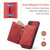 iPhone 17e / 16e DG.MING M1 Series 3-Fold Multi Card Wallet Leather Phone Case - Red
