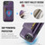 iPhone 17e / 16e DG.MING M5 Series Zip RFID Multi Card Detachable Leather Phone Case - Purple