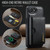 iPhone 17e / 16e DG.MING M6 Series RFID Tri-fold Card Bag Removable Leather Phone Case - Black