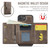 iPhone 17e / 16e DG.MING M6 Series RFID Tri-fold Card Bag Removable Leather Phone Case - Coffee