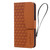 iPhone 17e / 16e Diamond Buckle Leather Phone Case with Lanyard - Brown