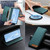 iPhone 17e / 16e Dierfeng Splicing Strong Magnetic RFID Vegan Leather Phone Case - Green