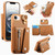 iPhone 17e / 16e Dream Wallet D Buckle Leather Back Cover Phone Case - Brown