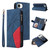 iPhone 17e / 16e Dual-color 9 Card Slots Zipper Wallet Leather Phone Case - Blue