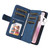 iPhone 17e / 16e Dual-color 9 Card Slots Zipper Wallet Leather Phone Case - Blue