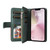 iPhone 17e / 16e Dual-color 9 Card Slots Zipper Wallet Leather Phone Case - Green