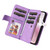 iPhone 17e / 16e Dual-color 9 Card Slots Zipper Wallet Leather Phone Case - Purple