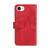 iPhone 17e / 16e Dual-color 9 Card Slots Zipper Wallet Leather Phone Case - Red