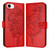 iPhone 17e / 16e Embossed Butterfly Leather Phone Case - Red