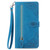 iPhone 17e / 16e Embossed Flower Zipper Leather Phone Case - Blue