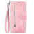 iPhone 17e / 16e Embossed Flower Zipper Leather Phone Case - Pink
