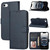 iPhone 17e / 16e Embossed Happy Cat Pattern Flip Leather Phone Case - Blue