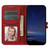 iPhone 17e / 16e Embossed Happy Cat Pattern Flip Leather Phone Case - Red