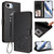 iPhone 17e / 16e Embossed Heart Cat Leather Phone Case with Hand Strap - Black