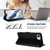 iPhone 17e / 16e Embossed Heart Cat Leather Phone Case with Hand Strap - Black