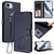 iPhone 17e / 16e Embossed Heart Cat Leather Phone Case with Hand Strap - Blue