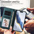 iPhone 17e / 16e Embossed Heart Cat Leather Phone Case with Hand Strap - Dark Green