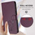 iPhone 17e / 16e Embossed Heart Cat Leather Phone Case with Hand Strap - Dark Purple