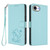 iPhone 17e / 16e Embossed Heart Cat Leather Phone Case with Hand Strap - Mint Green
