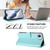 iPhone 17e / 16e Embossed Heart Cat Leather Phone Case with Hand Strap - Mint Green