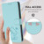 iPhone 17e / 16e Embossed Heart Cat Leather Phone Case with Hand Strap - Mint Green