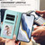 iPhone 17e / 16e Embossed Heart Cat Leather Phone Case with Hand Strap - Mint Green