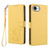 iPhone 17e / 16e Embossed Heart Cat Leather Phone Case with Hand Strap - Yellow