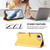 iPhone 17e / 16e Embossed Heart Cat Leather Phone Case with Hand Strap - Yellow