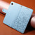iPhone 17e / 16e Embossed Heart Dog RFID Blocking Wallet Leather Phone Case - Sky Blue