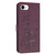 iPhone 17e / 16e Embossed Kitten Phone Leather Case with Lanyard - Wine Red
