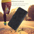 iPhone 17e / 16e Embossed Line Leather Phone Case with Lanyard - Black