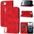 iPhone 17e / 16e Embossed Line Leather Phone Case with Lanyard - Red