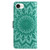 iPhone 17e / 16e Embossed Sunflower Pattern Flip Leather Phone Case - Green