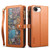 iPhone 17e / 16e ESEBLE Star Series Lanyard Zipper Wallet RFID Leather Case - Brown