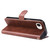iPhone 17e / 16e Fashion Calf Texture Zipper Leather Phone Case - Brown