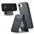iPhone 17e / 16e Fierre Shann Cowhide Vertical Flip Magnetic Card Holder Phone Case - Black