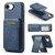 iPhone 17e / 16e Fierre Shann Cowhide Vertical Flip Magnetic Card Holder Phone Case - Blue