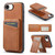 iPhone 17e / 16e Fierre Shann Cowhide Vertical Flip Magnetic Card Holder Phone Case - Brown