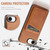 iPhone 17e / 16e Fierre Shann Cowhide Vertical Flip Magnetic Card Holder Phone Case - Brown