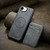 iPhone 17e / 16e Fierre Shann Cowhide Vertical Flip Magnetic Card Holder Phone Case - Grey
