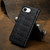 iPhone 17e / 16e Fierre Shann Crocodile Texture Magnetic Genuine Leather Phone Case - Black