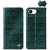 iPhone 17e / 16e Fierre Shann Crocodile Texture Magnetic Genuine Leather Phone Case - Green