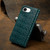 iPhone 17e / 16e Fierre Shann Crocodile Texture Magnetic Genuine Leather Phone Case - Green